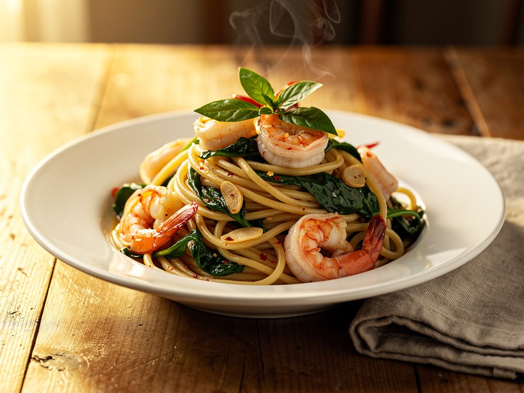 Shrimp & Spinach Linguine